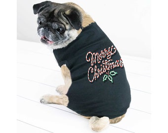 Pet Christmas Tee, Candy Cane Merry Christmas, Dog Christmas Shirt, Dog Clothing, Holiday Pet Clothing, Christmas Shirt, Matching Outfits