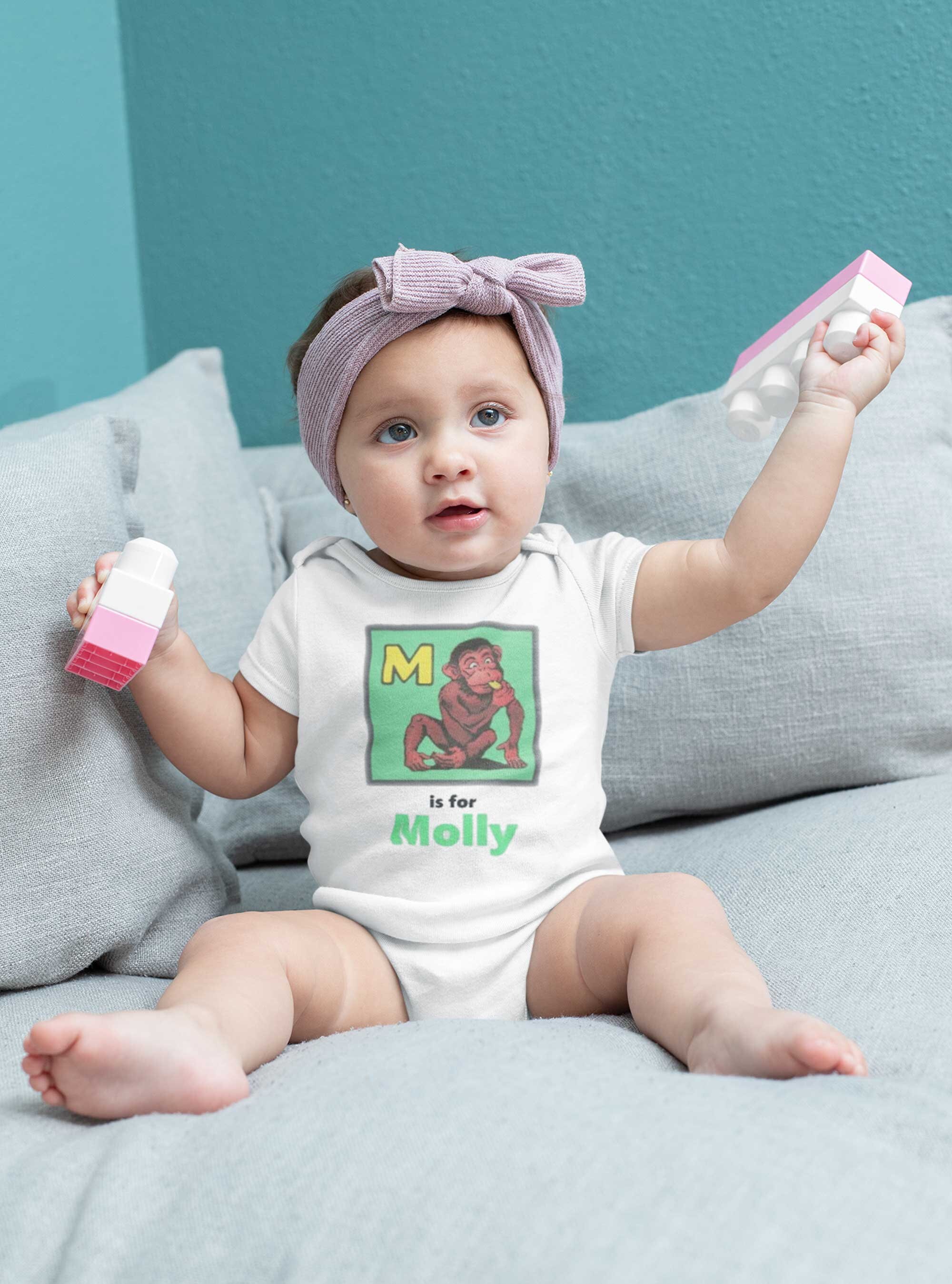 Personalizado Onesie® H a M Alphabet Picture Block Short Etsy España