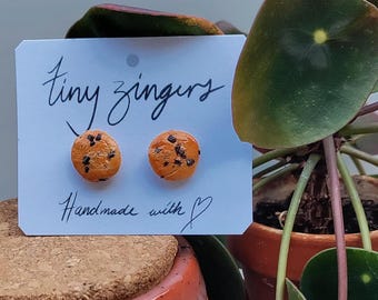 Miniature cookie earrings, stud earrings, handmade polymer clay jewelry, miniature food jewelry