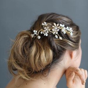 Bridal floral headpiece Rhinestone wavy frosted flower headpiece Style 658 Made to Order image 1