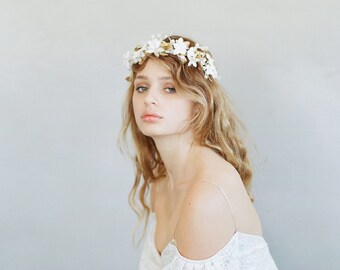 Bridal clay flower headband - Woodland flora headband - Style 747 - Made to Order