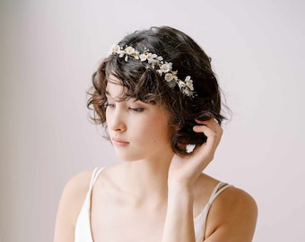 Floral bridal hair vine- Petite blossoms and silk bridal hair vine - Style #2334