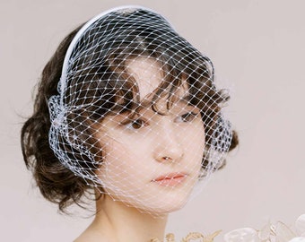 Bridal birdcage headband veil, plain - Bridal birdcage headband veil, plain - Style #2350