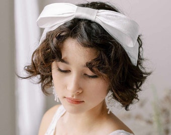 Wedding bridal bow silk headband - Silk bridal headband - Style #2354