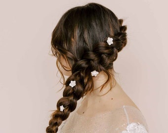 Juego de horquillas de flores de arcilla para novias - Juego de horquillas para el pelo de novia con capullo floral de 5 - Estilo #2168