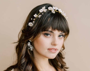 Romantic bridal hair vine, floral - Leonesse floral bridal hair vine - Style #2167