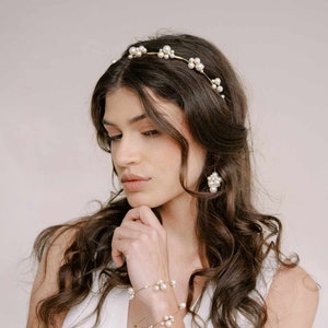 Pearl Wedding headband Pearl cluster bridal headband Style 2339 image 1