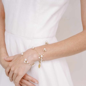 Bridal pearl triple wrap bracelet Pearl clusters bridal bracelet Style 2346 image 1