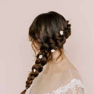Bridal clay flower hairpin set - Floral bud bridal hair pin set of 5 - Style #2168