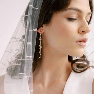 Bridal crystal earrings - Crystal droplets linear earring - Style #2302