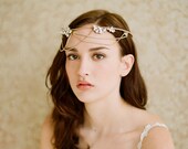 Bridal halo, tiara, headband with rhinestones - Golden whimsy crown with swags - Style 237 Made to Order