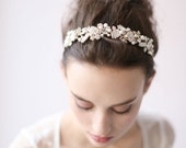 Pearl and beaded leaf cluster headband - Style # 416