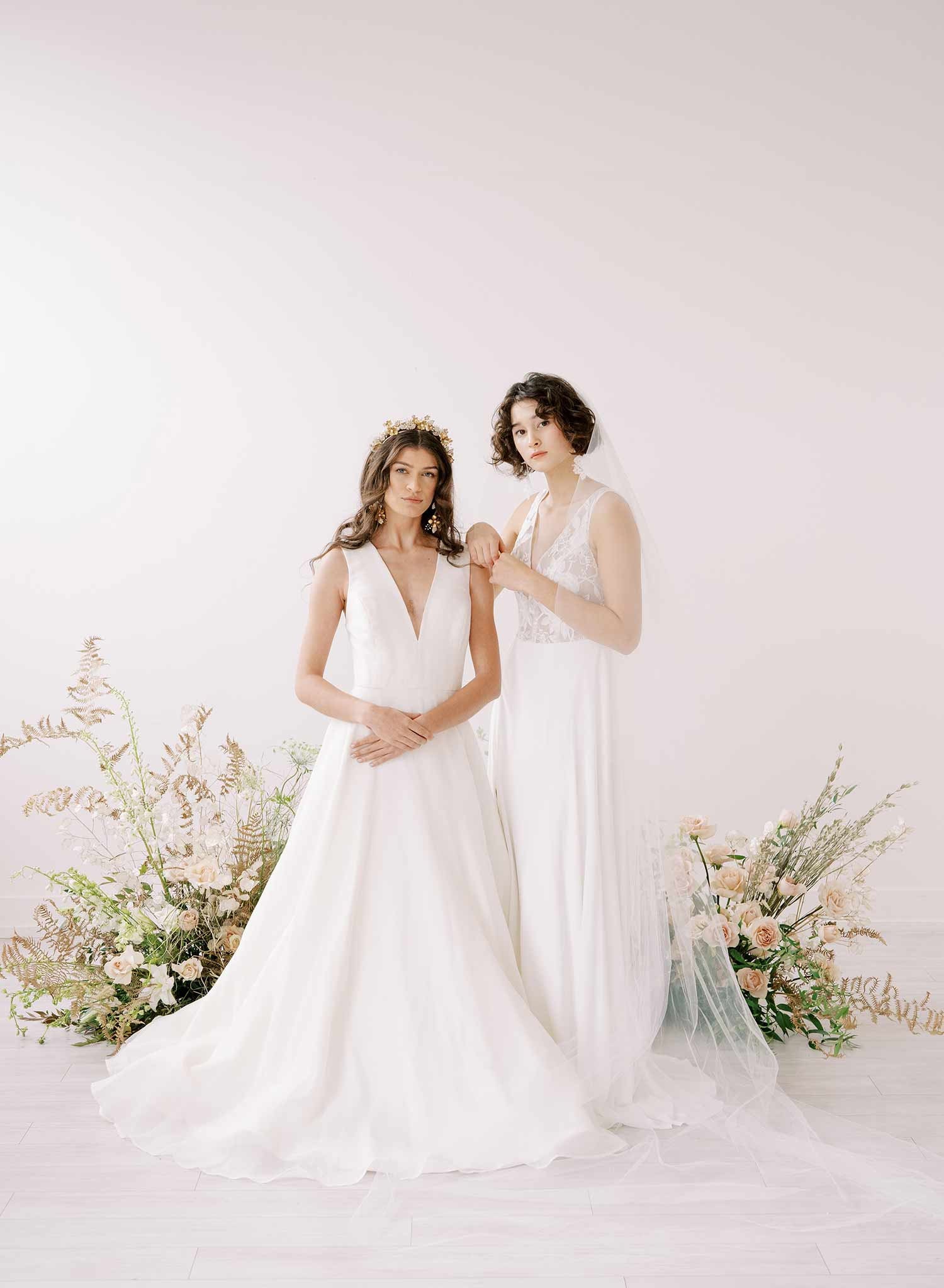 1x Simple and Wide chapel veil with blusher - light ivory bianco-ivory-single-tier-  main image 3