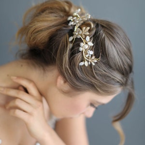 Bridal floral headpiece Rhinestone wavy frosted flower headpiece Style 658 Made to Order image 3