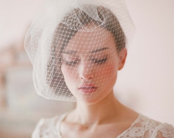 Bridal birdcage veil - Double layer full birdcage veil - Style 213 - Ready to Ship