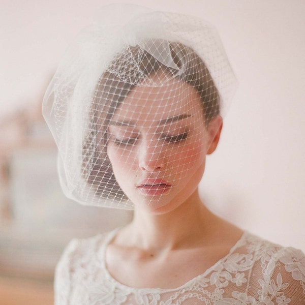 Bridal birdcage veil - Double layer full birdcage veil - Style 213 - Ready to Ship