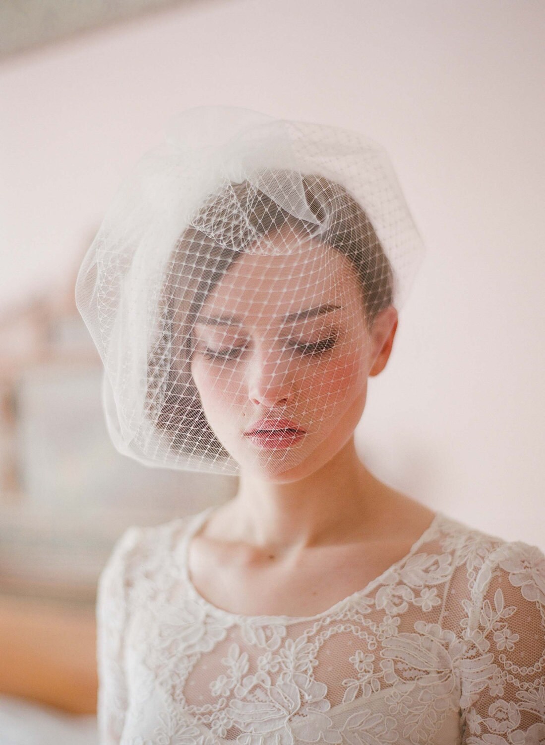 Bridal Birdcage Veil Double Layer Full Birdcage Veil Style Etsy