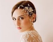 Bridal rhinestone headpiece, hair comb - Dazzling twisted rhinestone and pearl headpiece - Style 245 - Made to Order