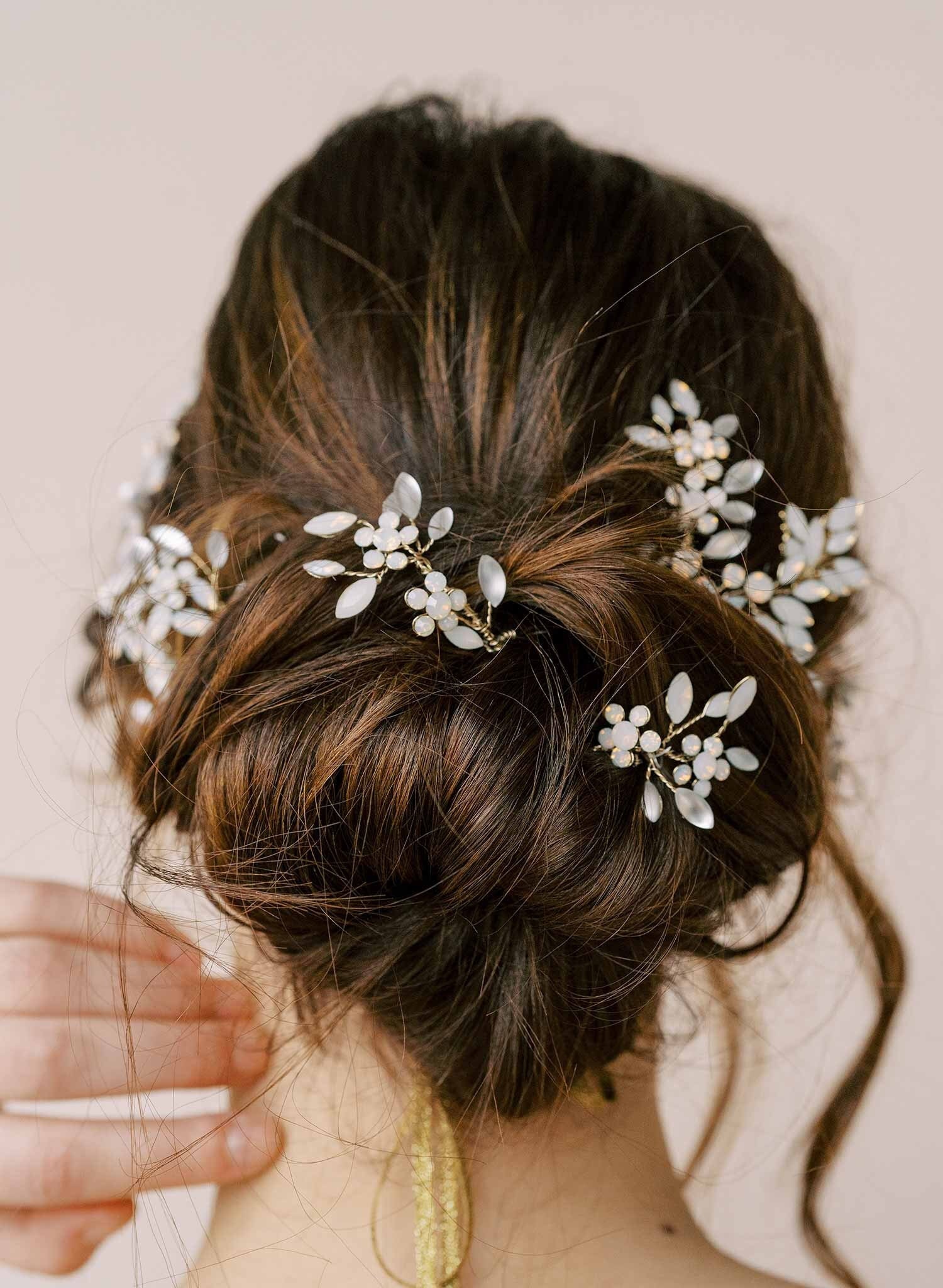 Austrian Crystal Bridal Hair Pins - Crystal Ferns Hair Pin Set of 4 ...