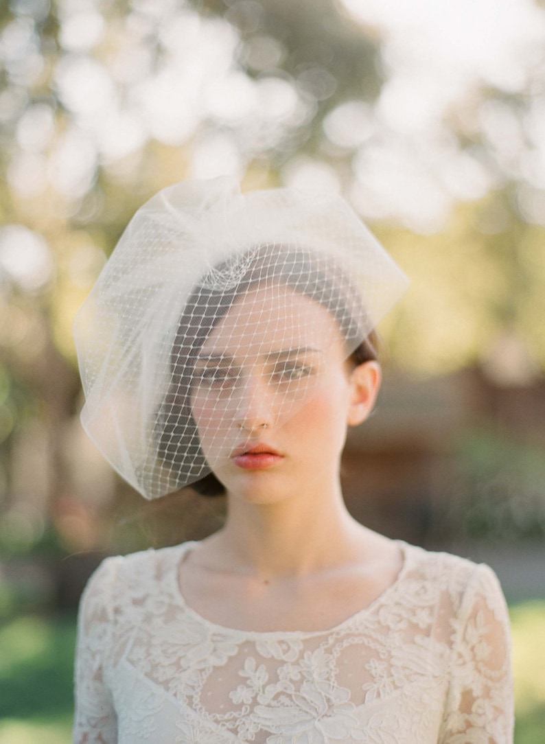 Bridal birdcage veil Double layer full birdcage veil Style 213 Ready to Ship image 5