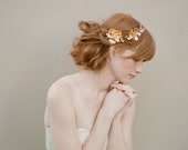 Bridal rose hairclip, headpiece, gold - Golden Rose and blossom branch headpiece - Style 355 - Ready to Ship