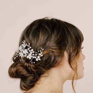 Bridal hair comb Freshwater and opal crystal spray comb Style 2110 image 3