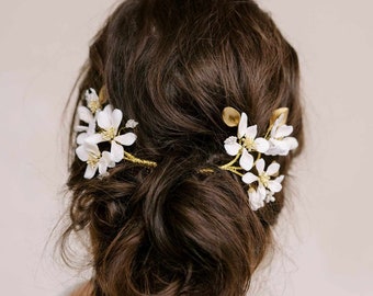 Bridal Floral Hair Combs- Blossoming magnolias comb set of 2 - Style #2331