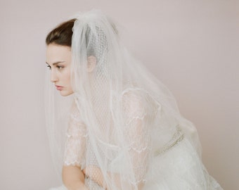 Bridal train veil  - Tulle and russian elbow veil - Style 426 - Made to Order