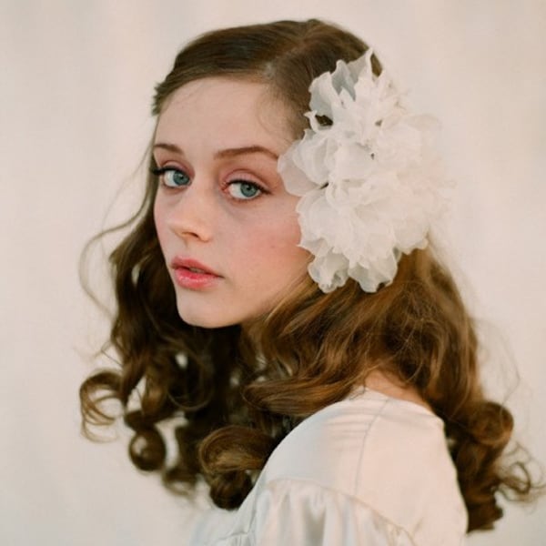 Bridal handmade silk flower comb - Sheer silk organza flower pair, hair combs, bridal - Style 107 - Ready to Ship