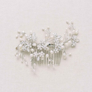 Bridal hair comb Freshwater and opal crystal spray comb Style 2110 image 4