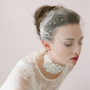 Bridal bandeau veil Rhinestone adorned tulle bandeau veil Style 425 Ready to Ship image 2