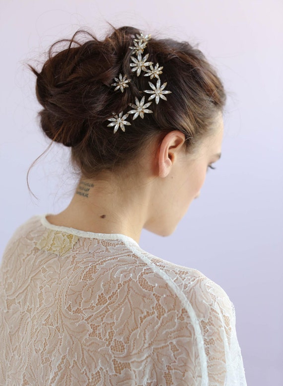 Frauen Braut Blume Headwear Strass Haarspange Kristall Haarspange Bobby Pin GM