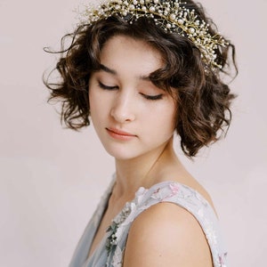 Fancy wedding tiara, wedding headpiece - Pearl opulence bridal tiara - Style #2338