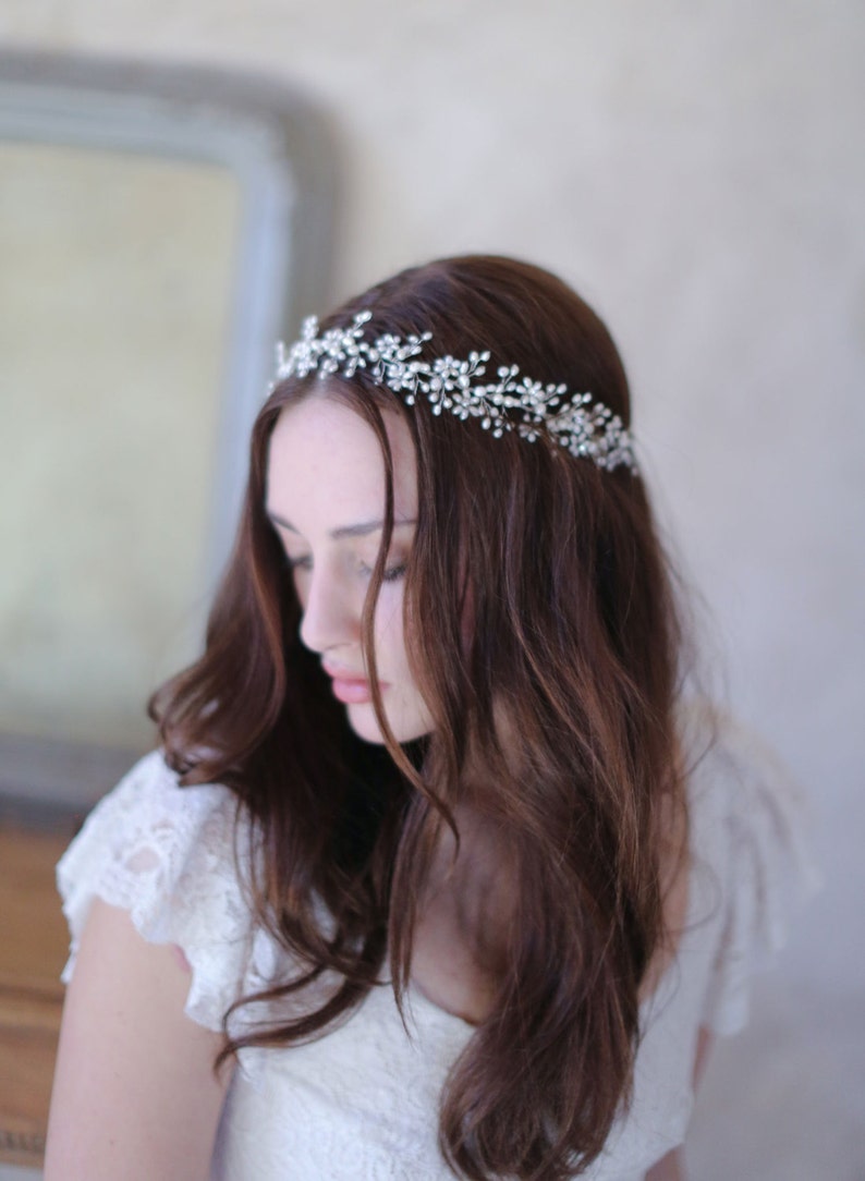 Pearl baby's breath halo, bridal crown Freshwater pearl baby's breath Style 510 Ready to Ship image 4