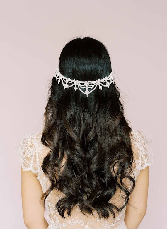 twigs & honeyパールティアラ Pearl romance tiara Bridal Pearl Tiara Headband - Pearl Romance Tiara - Style