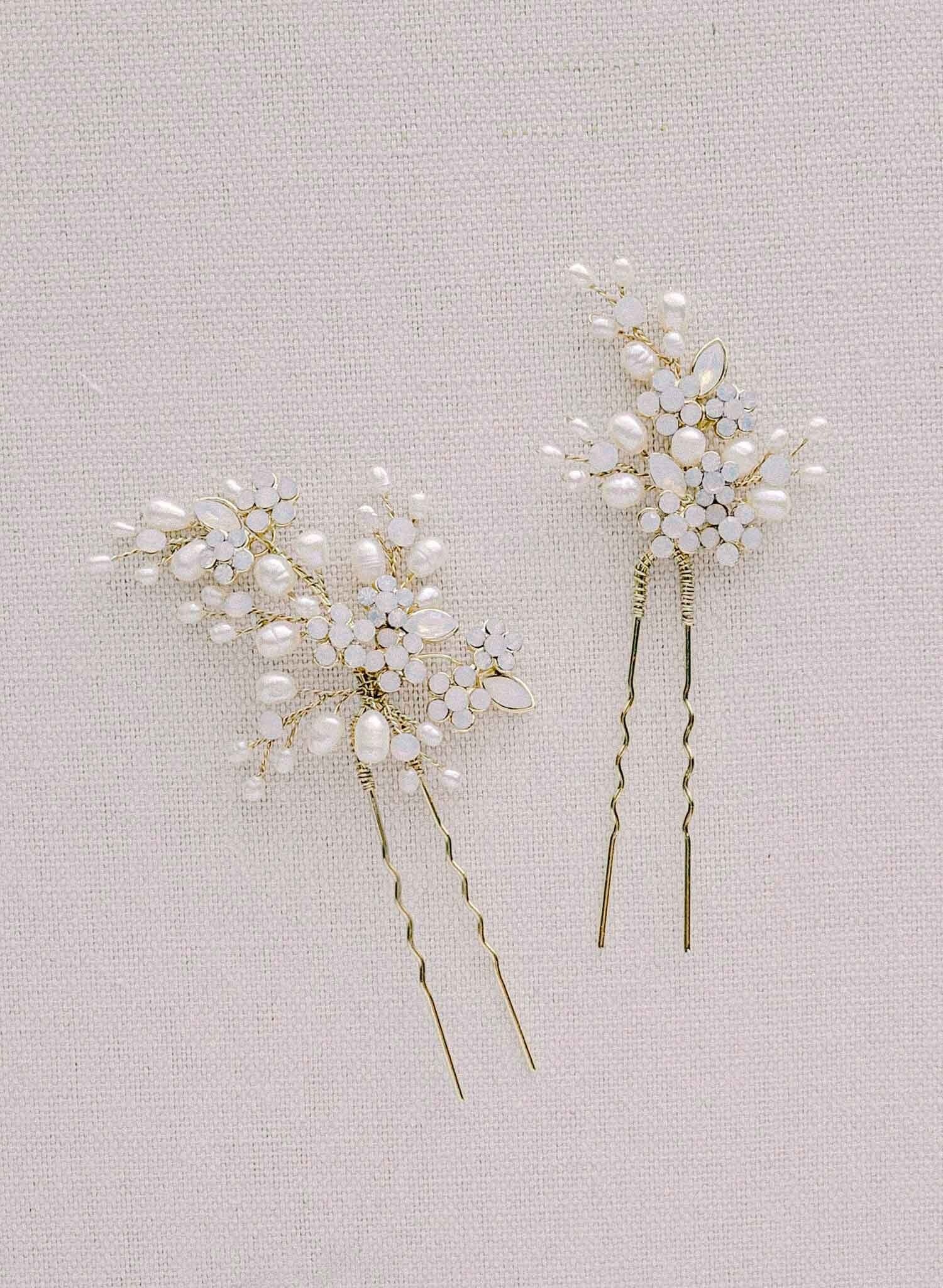 Freshwater Pearl Bridal Hair Pin Set of 2 by Twigs & Honey  display picture 3