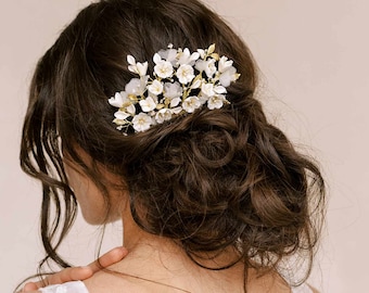 Floral Bridal Hair Comb- Petite blossoms and silk spray hair comb - Style #2333