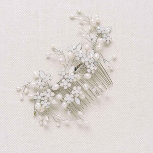 Bridal hair comb Freshwater and opal crystal spray comb Style 2110 image 7
