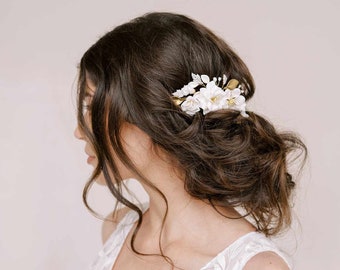 Floral Bridal Comb-Buttercream flowers bridal hair comb - Style #2328