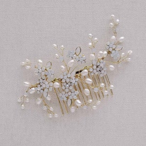 Bridal hair comb Freshwater and opal crystal spray comb Style 2110 image 9