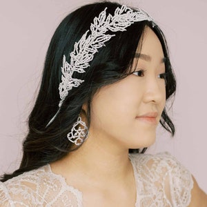 Layered pearl leaf swan lake inspired tiara Pearl Swan crown Style 2128 image 4