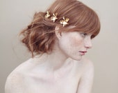Bridal hairpin, gold orchids, bobby pins, flowers - Gold plated petite orchid bobby pin set of 3 - Style 360 - Ready to Ship
