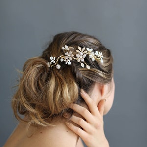 Bridal floral headpiece Rhinestone wavy frosted flower headpiece Style 658 Made to Order image 2