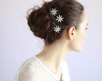 Bridal hair pins - Crystal starburst bobbies, medium, set of 3 - Style 605 - Ready to Ship