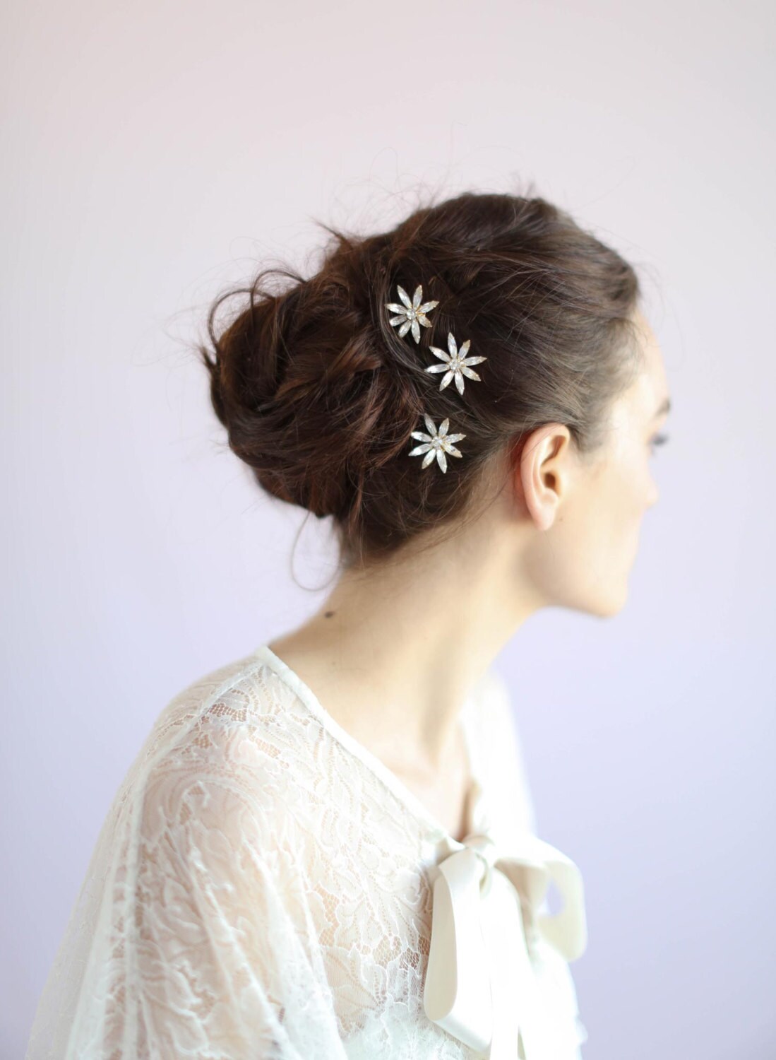 Bridal hair pins - Crystal starburst bobbies, medium, set of 3 - Style 605 - Ready to Ship