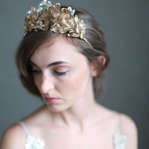 Bridal headpiece Burnished soft regal crown Style 723 Made to Order image 4