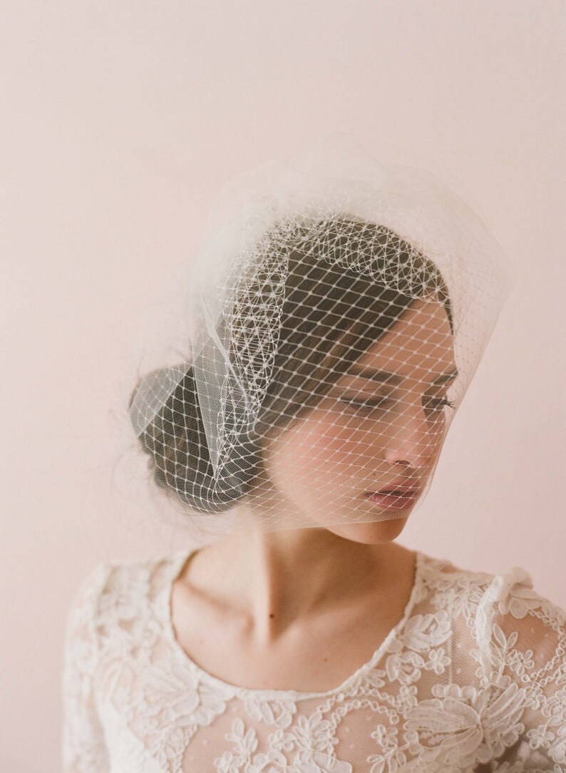 Bridal birdcage veil Double layer full birdcage veil Style 213 Ready to Ship image 3