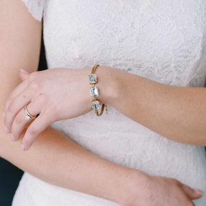 Bridal crystal bronze bracelet - Octagon crystal bridal bracelet - Style #2380