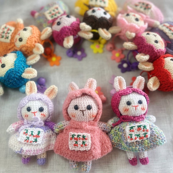 Fait à la main bricolage crochet pastoral lapin mignon super mignon poupée pendentif porte-clés sac suspendu