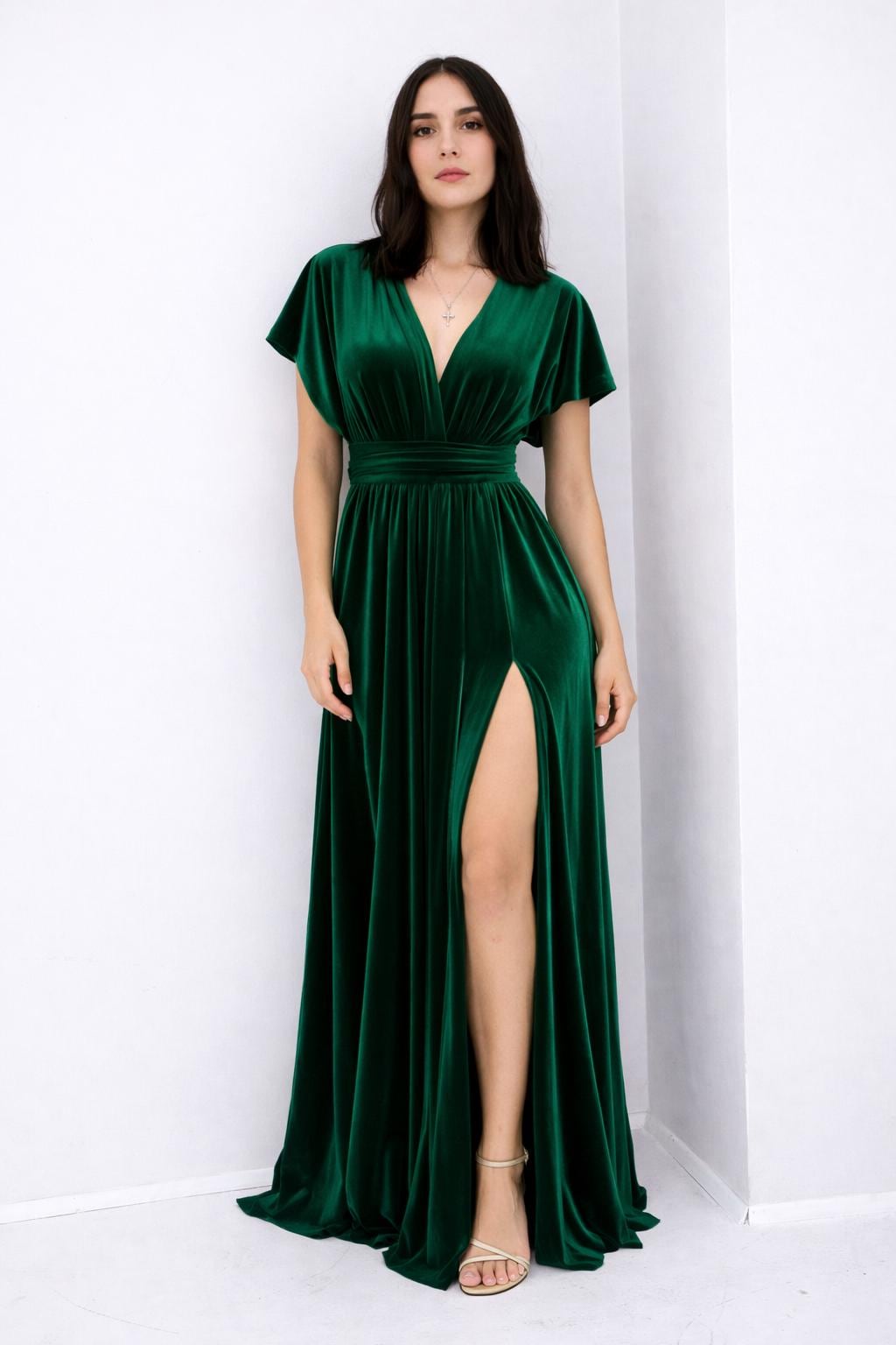 green emerald velvet dress Charming Dark Green Bridesmaid Dresses,Convertible Dresses, Multiway W –  Cutedressy